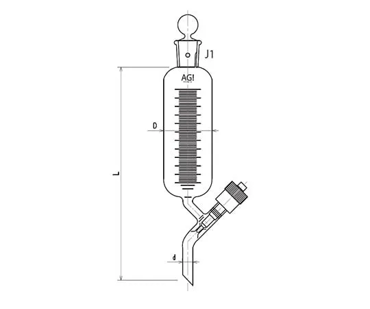 61-0186-94　Cylindrical Dropping Funnel Needle Valve 30mL　3730-30N