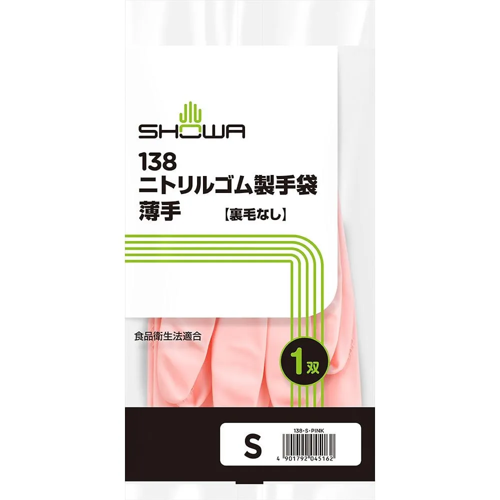 4-6091-01　Nitrile Rubber Gloves Thin S Pink　138-SP