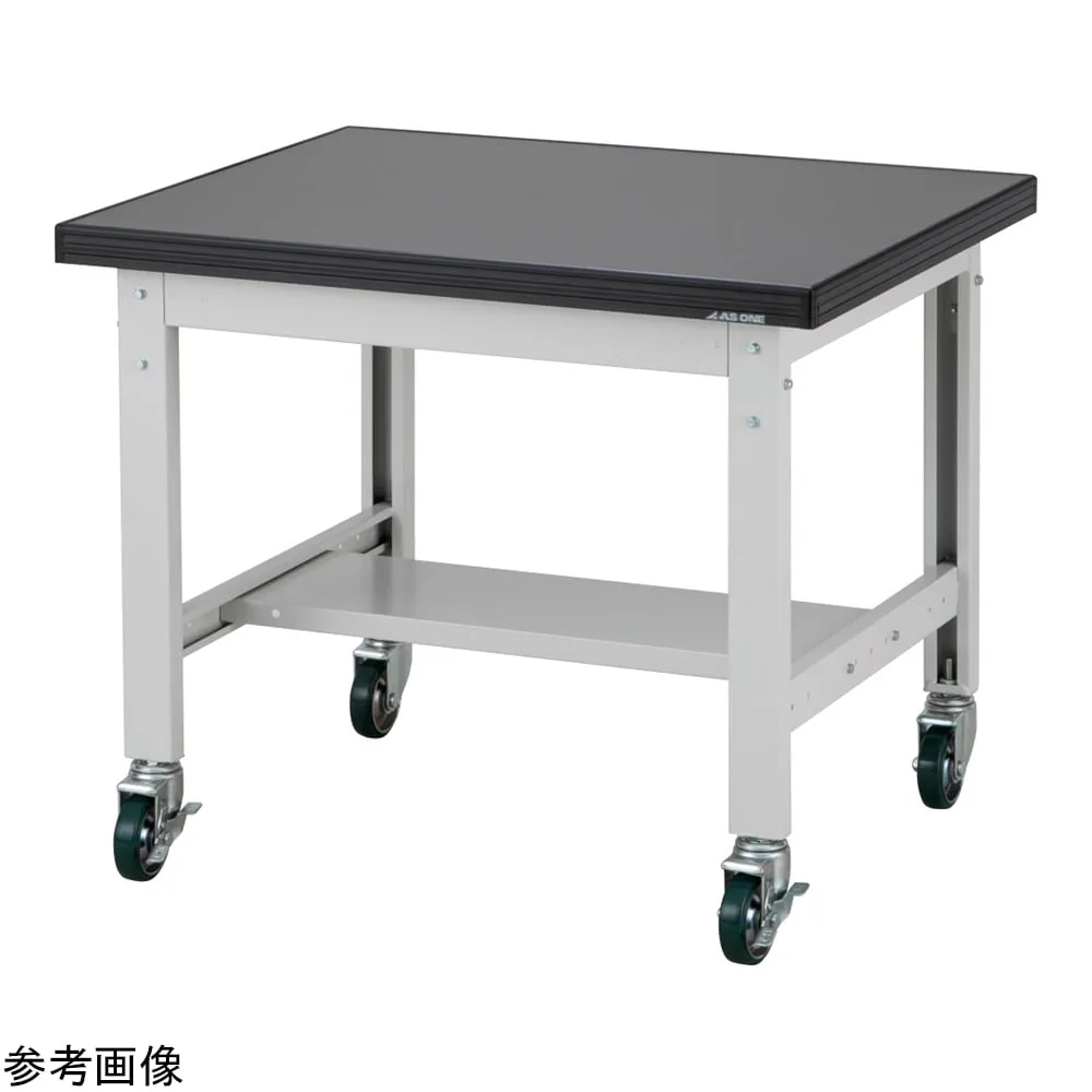 4-5053-01　Chemical resistant load-bearing workbench (with lower shelf and casters) approx. 42 kg　AWT-0975CL
