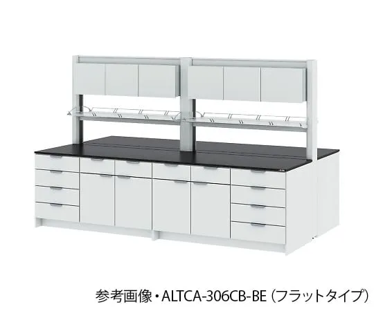 4-3451-01　Central Laboratory Table (Wood Cabinet Type/Storage Cabinets with Aluminum Shelving Unit) Chemical Type 1800 x 1650 x 850/1900 mm　ALTCB-186CB-BE
