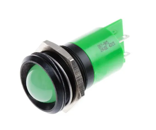 63-4586-20　RS PRO Green Indicator, 24 V dc, 22mm Mounting Hole Size, Solder Tab Termination　207-905