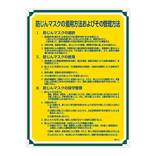 61-3385-87　Sign For Management How To Wear and Maintain Your Dust Respirator" Management 121　50121