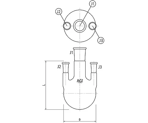 61-3617-47　3 Neck Flask Side Tube Vertical Type 300mL 24/40・15/25　3118-300-4L1L