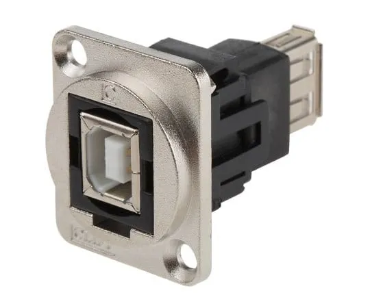 63-3000-24　RS Pro 2 Port Straight Panel Mount Female to Female Version USB 2.0 A, USB 2.0 B USB Adaptor　907-5628