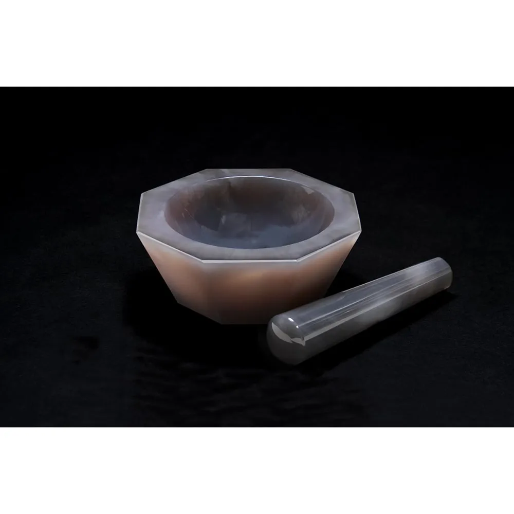 6-546-01　Agate Mortar Shallow Type 35 x 40 x 10 with Pestle　-