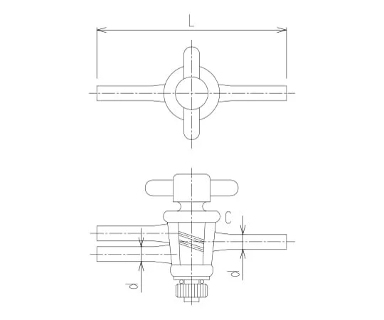 62-2090-09　［Discontinued］PTFE One-Way Two-Way Tap 1/5 Taper PTFE Tap/Without Rubber Stopper　2140-206