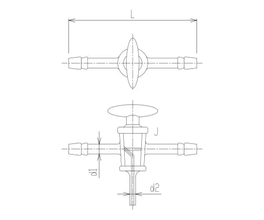 62-2090-53　［Discontinued］Purge Cock Glass Cock with Rubber Stopper　2168-15