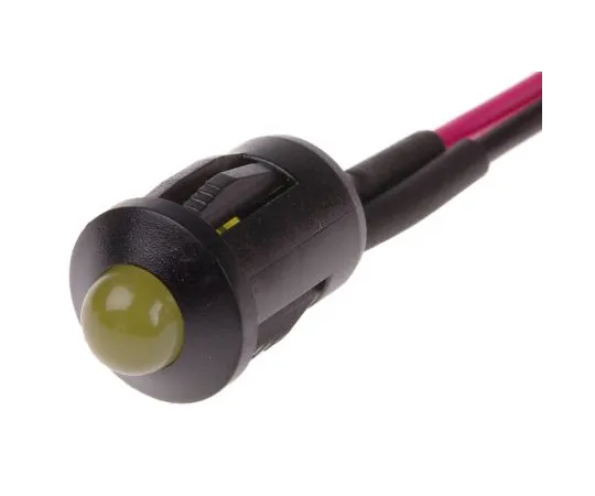 63-4585-92　RS PRO Yellow Indicator, 12 V dc, 8mm Mounting Hole Size, Lead Wires Termination　206-839