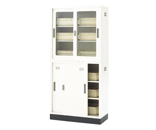 3-065-21　Chemical-Resistant Double Sliding Storeho*** 880 x 400 x 1850 (X 2 Rooms)　N-90/OW