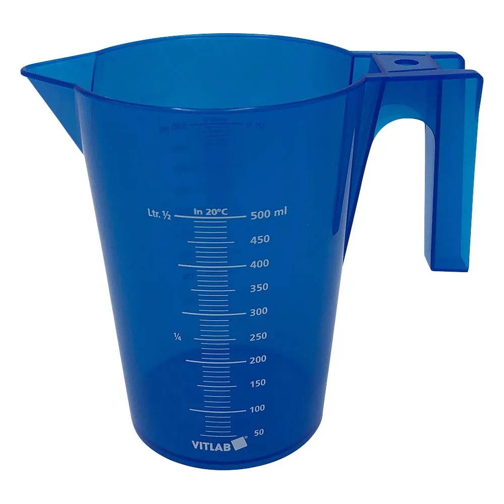 4-2227-01　Colorful with handle Beaker (Stacking Type) 500 mL Blue　481942