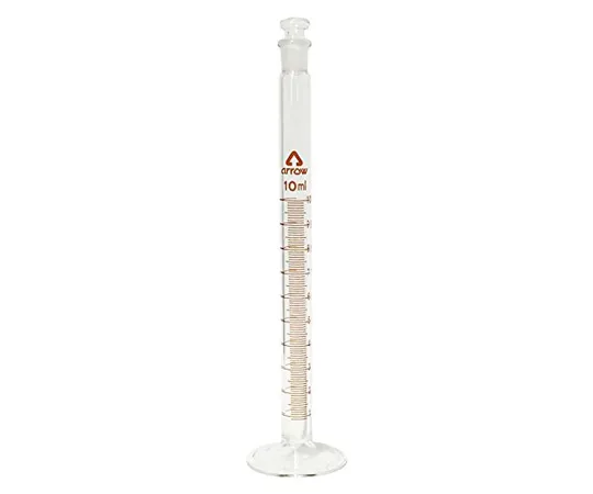 6-234-01-20　Graduated Cylinder with Plug (made of hard glass) 10mL with Calibration Certificate