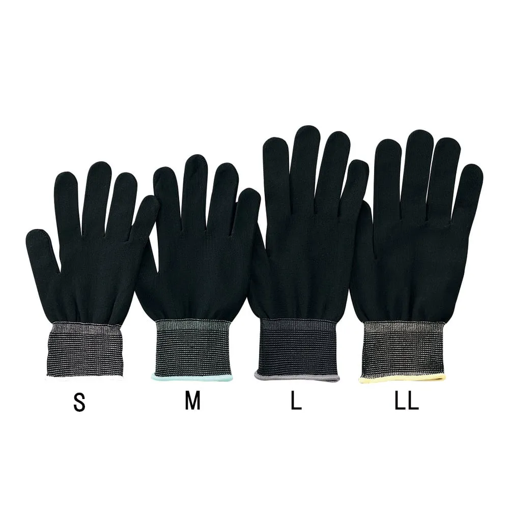 3-7387-04　ASPURE Inner Gloves Black Overlock, Nylon S 10 Pairs/Bag