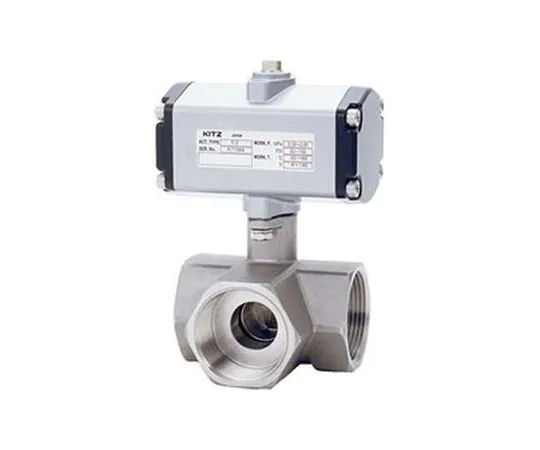 65-1885-19　Small Pneumatic < C Type/Double Operation > SCS 14 A Horizontal Three-Way Ball Valve (C-UTNE) Nominal Diameter 8 mm　C-UTNE8A