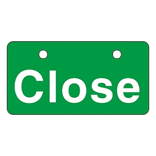 61-3399-67　English Letters Valve Open and Closed Sign Close (Green) V-2　168002