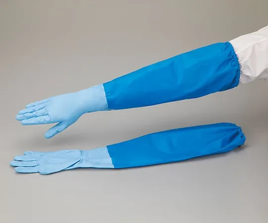 4-1297-11　Nitrile Gloves (Medium Thick/With Blue Arm Cover) M　No.390