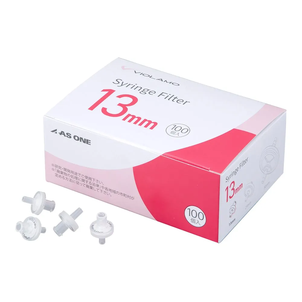 4-6101-01　Violamo Syringe Filter (Hydrophilic PVDF) 0.22 μm φ13 mm 1 Box (100 Pieces)　PVDF013S022I