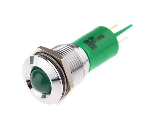 63-4586-28　RS PRO Green Indicator, 115 V dc, 230 V ac, 16mm Mounting Hole Size, Solder Tab Termination　208-239