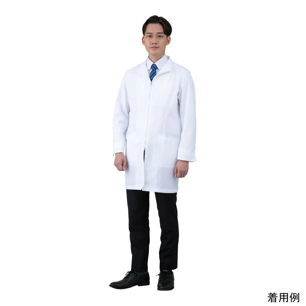 2-9354-01　Zip-Up Half-length White Coats (Off-White) For Men S　113-90 S