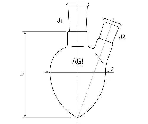61-3627-72　2 Neck Pear-Shaped Flask 500mL 24/40・15/25　3232-500-4L1L