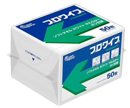 64-7660-94　Elleair Pro Wipe Soft Towel White Soft + Poly Packaging 50 Sheets x 24 Bags　20823354