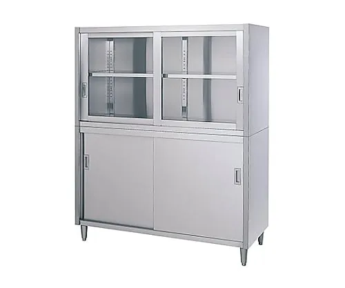 61-0012-84　Cabinet (Stainless Steel (SUS430), 2 Stages Type, Upper Glass Door, Lower Stainless Steel Door Specification) 600 x 450 x 1800　CG-6045