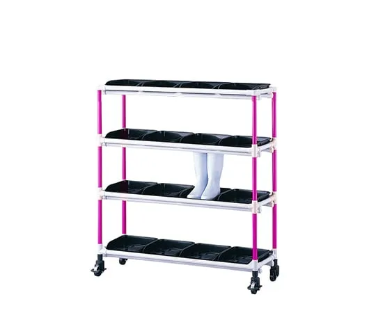 2-7340-27　Antibacterial Boots Rack 4 Rows 4 Levels/Pink for 16 People