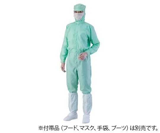 4-2417-10　Anti-Contamination Coverall AS 1402 (Unisex) Green 5 L