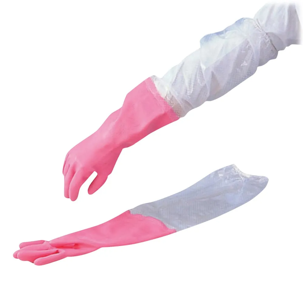 6-937-02　VINYLOVE Gloves (With Arm Cover, Thick Type) No 140 600mm M 1 Pair　140-M