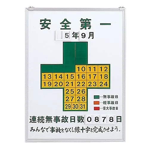 61-3393-95　Plate For Recording Days with No Accidents SAFETY FIRST Recording-450　229450
