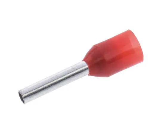 63-4627-87　RS PRO Insulated Crimp Bootlace Ferrule, 8mm Pin Length, 1.7mm Pin Diameter, 1mm² Wire Size, Red　458-702