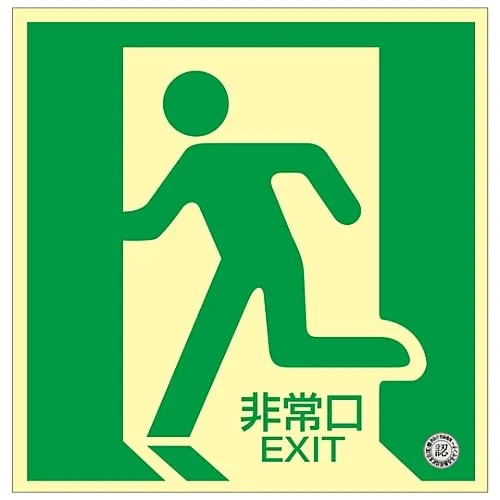 61-3397-38　Medium Luminance Phosphorescent Type Direction Sign On The Floor EMERGENCY EXIT Floor 11　70011