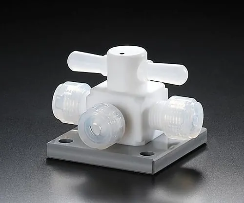 61-3537-39　Fluorocarbon Resin Three-Way Valve Injection Type with Base 6φ　NR1328-01