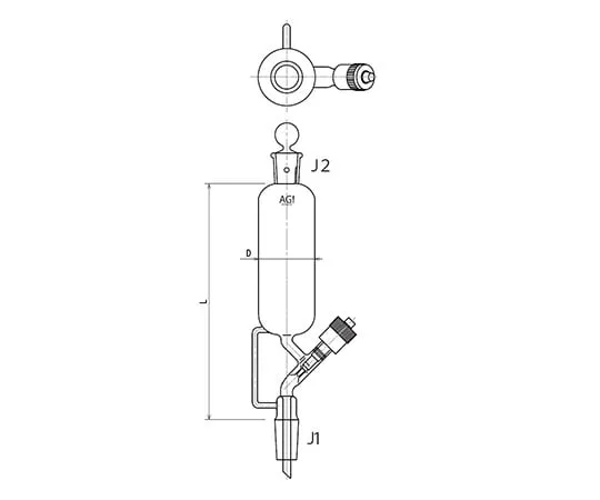61-0187-26　Cylindrical Funnel with Sliding Needle Valve 30mL　3734-30N-3L