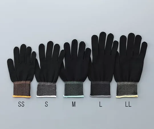 3-7380-05　ASPURE Inner Gloves Black Overlock, Polyester SS 10 Pairs/Bag