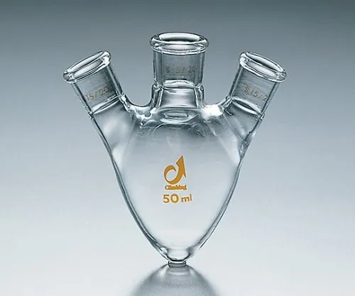61-0035-44　TS Semi-Micro Pear-Shaped 3 Neck Flask 25, Inner 15/20 Side 15/20　CL0126-01-10