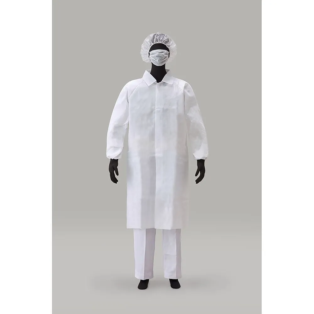 61-0002-41　AZ CLEAN(R) 1302 White Coat 3 Piece Set (Hook-And-Loop Fastener) M　AZCLEAN1302-M