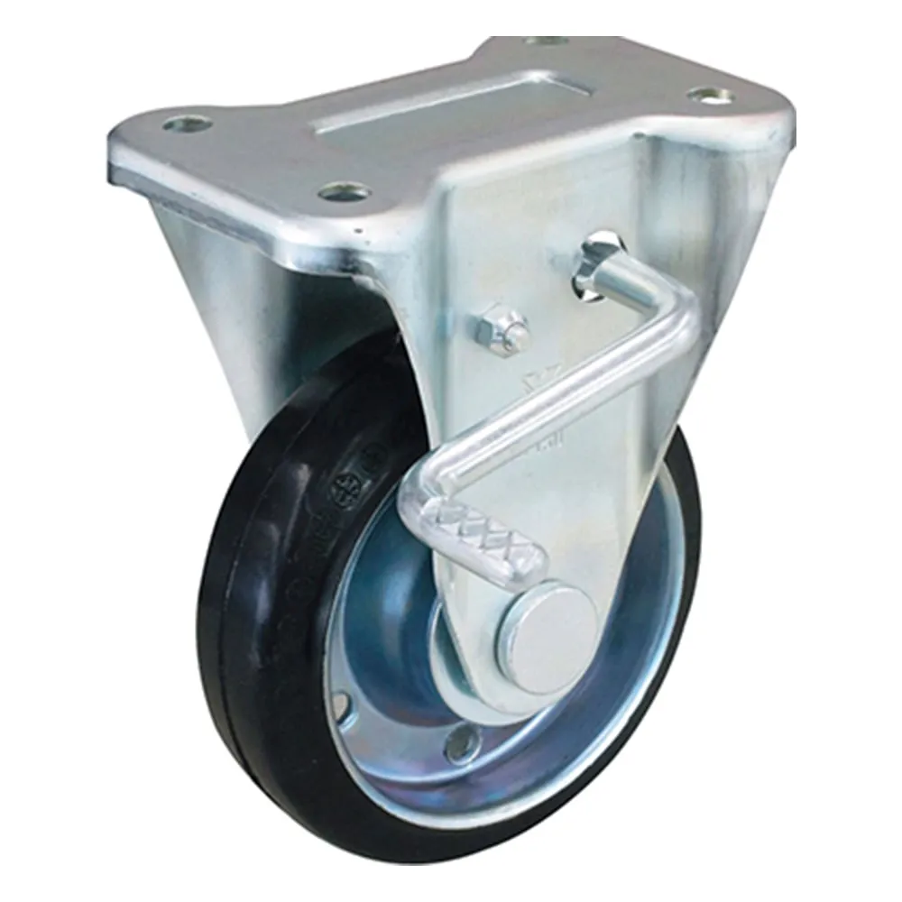 3-9485-04　Fixed caster plate type Heavy Duty With Stopper (Material:Rubber)(Model No.WKB-100（R）)(Product code:14511)　WKB-100（R）