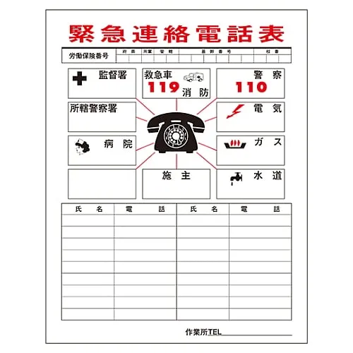 61-3395-72　Contact List Emergency Phone Contact List Contact-1　51001