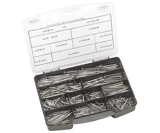 63-4632-75　1025 piece Plain Stainless Steel Metric Cotter Pin Kit A2 304,　484-051
