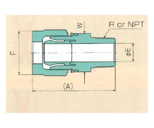 62-7092-53　［Discontinued］USL/XSP Fitting male connector (Millimeters) 4φ x PT 1/4 00N-104-01　00N-104-01