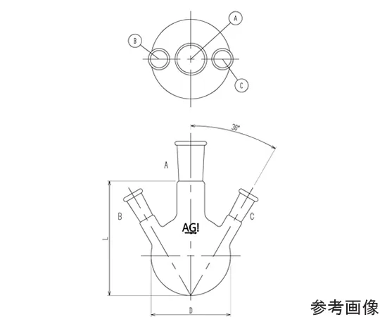 64-8911-52　Three-Way Flask 30 L 55/50/29/42　3110-30-10L5L