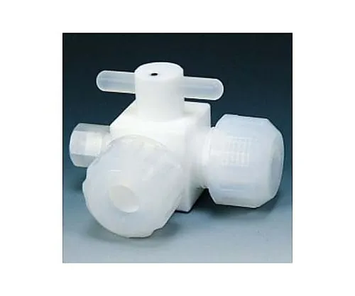 61-3535-99　Fluorocarbon Resin Three-Way Valve Different Diameter Injection Type 3φ-6φ-6φ　NR1212-01
