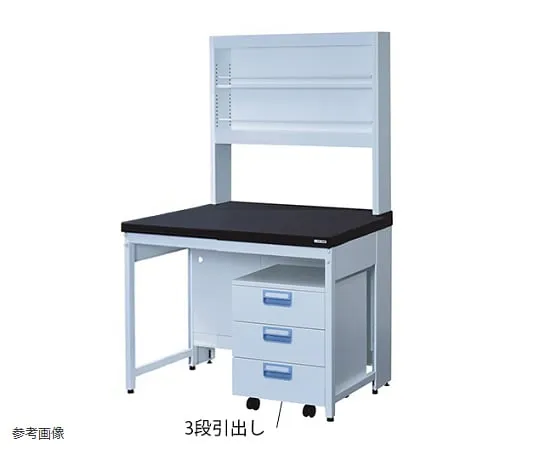 3-4124-01　Side Laboratory Bench Steel Type, Flat, Reagent Shelf, with Wagon 1200 x 600 x 800/1900　ERA-1260K-ST
