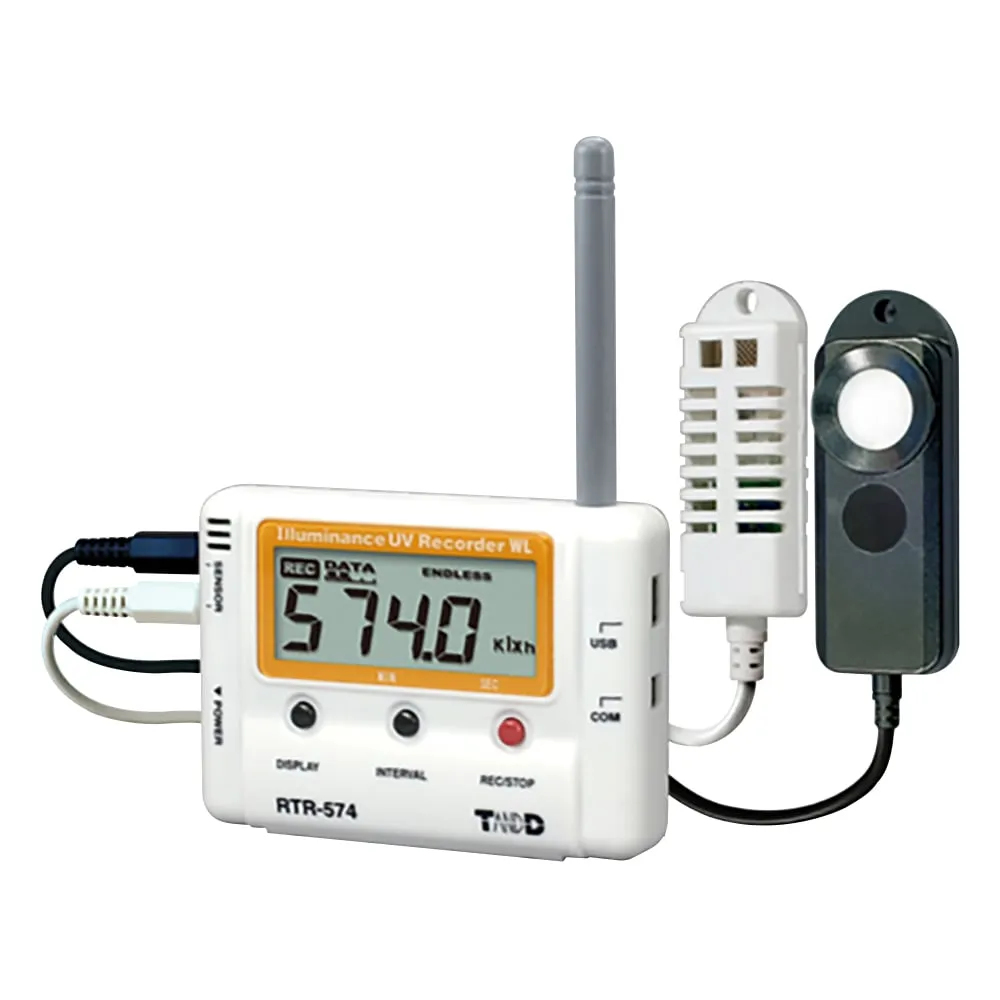 1-3529-01　ONDOTORI Wireless Data Logger (Cordless Handset) Temperature, Humidity, And Illuminance, UV x 1ch Each　RTR-574