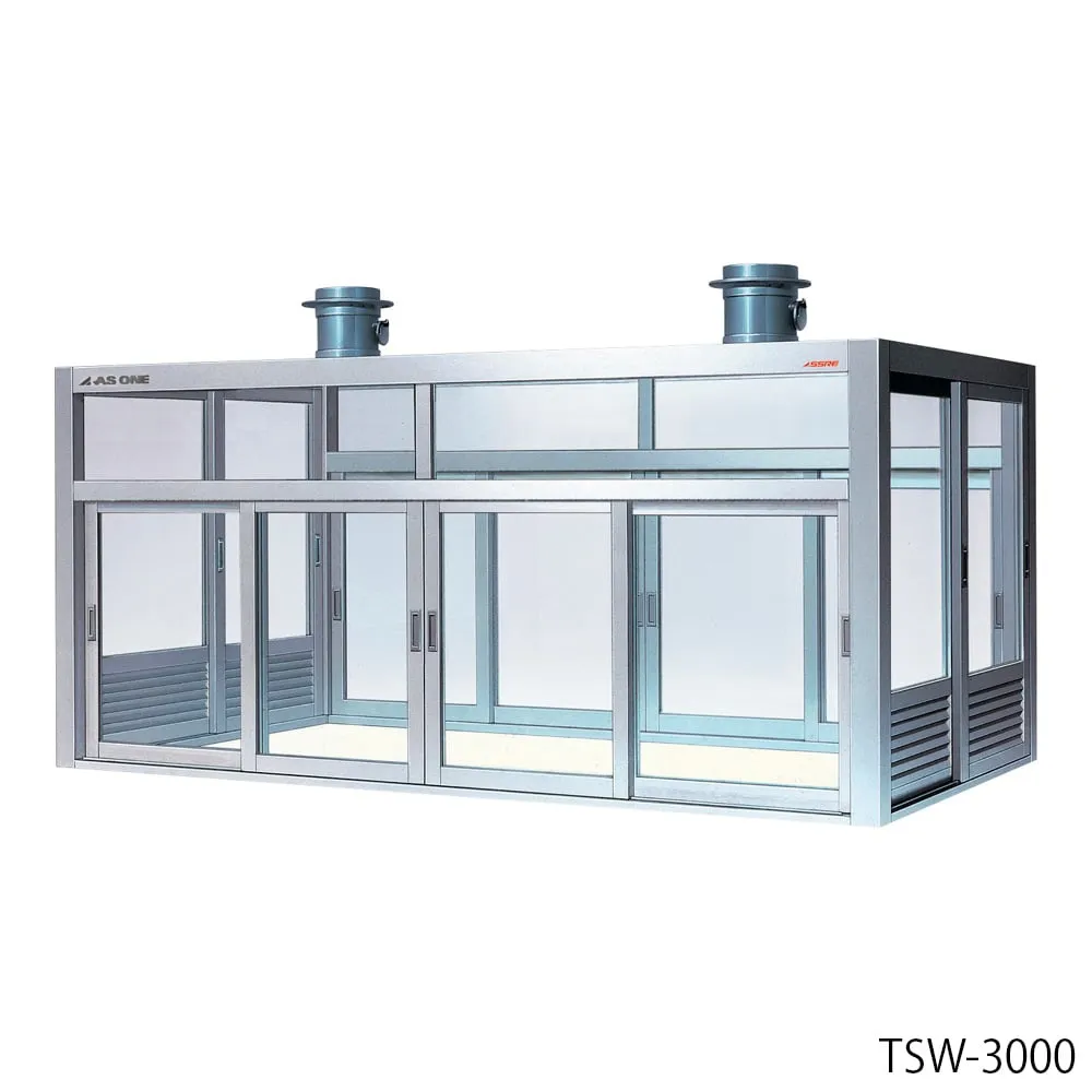 3-5821-13　Aluminum/Laboratory Table Hood (Double-sided Type/Sliding Sash Type) 1800 x 1500 x 1400 mm　TSW-1800