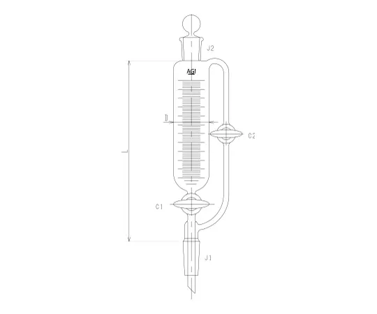 62-2111-06　Drop Funnel Glass Cock with Equilibrium Type Tap 100 mL　3745-100-3L