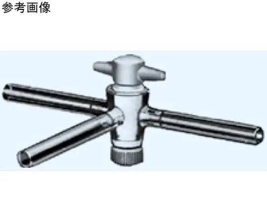 65-8677-40　Three-Way Cock (PTFE Cock) Branch Pipe Outer Diameter φ6mm　1013-0615