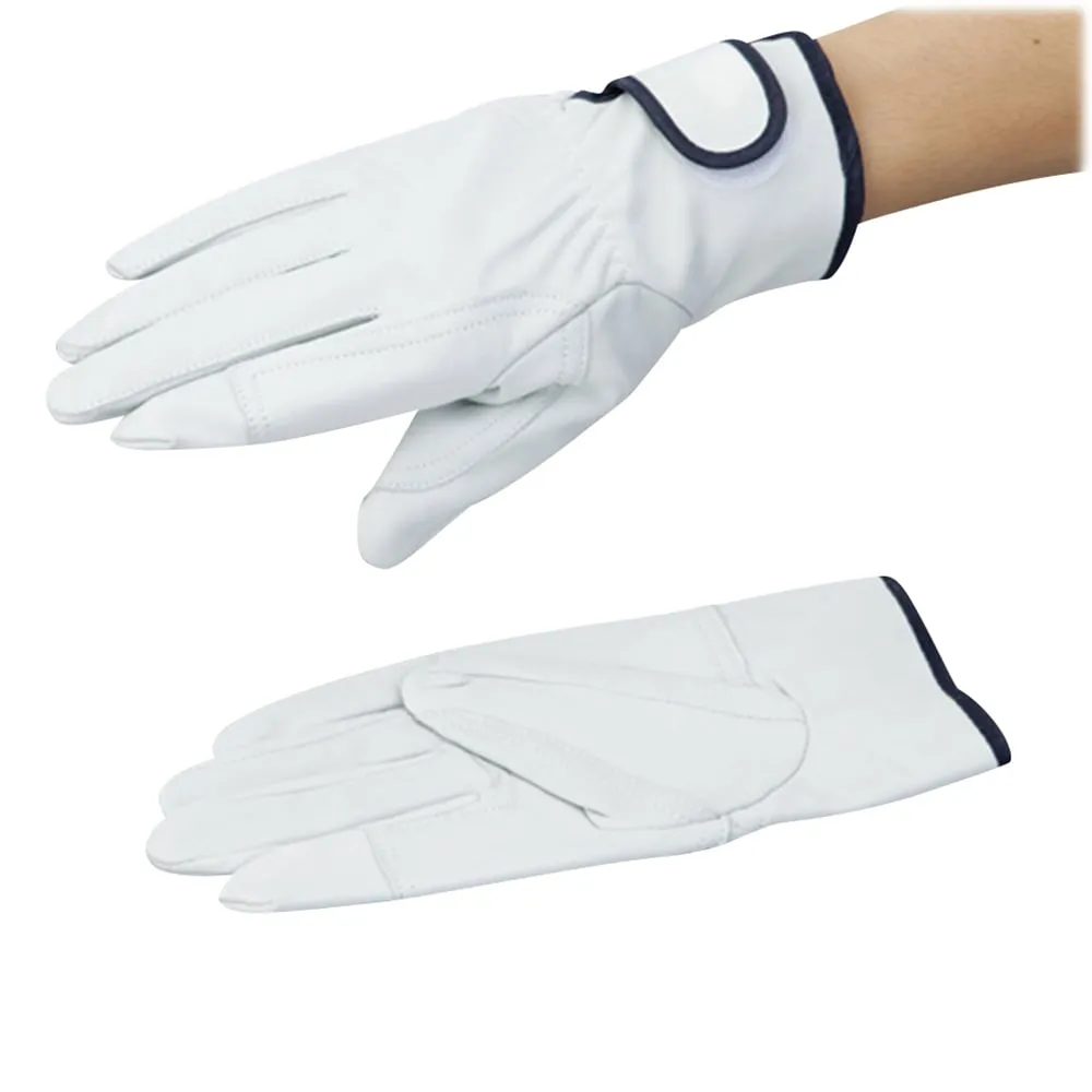 2-2384-01　Outside Cowskin Glove With Wrist Magic Fastener White 215mm M　No.706