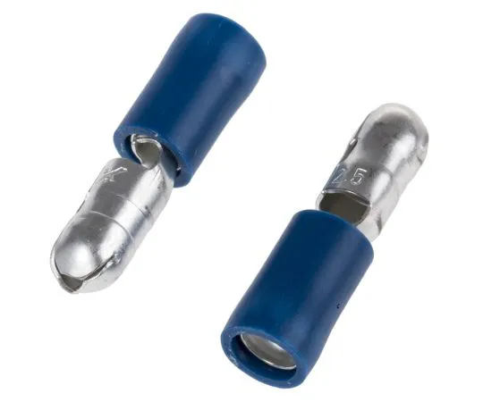 63-4641-71　RS PRO Insulated Male Crimp Bullet Connector, 1.5mm² to 2.5mm², 16AWG to 14AWG, 5mm Bullet diameter, Blue　534-660