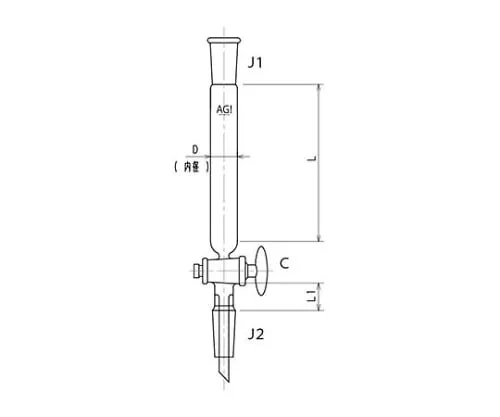 61-4711-25　Chromatography Column (Standard Taper Joint) (with Glass Cock)　3820-10/300-3L